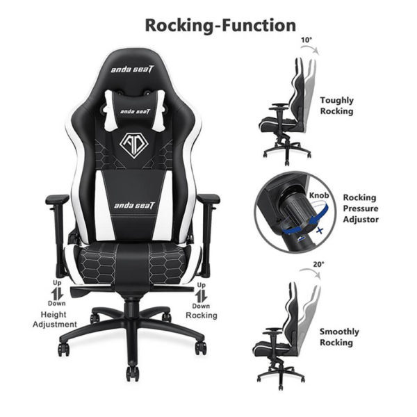 Anda Seat Spirit King Black/White - Full PVC Leather 4D Armrest Gaming Chair - Hình ảnh 6