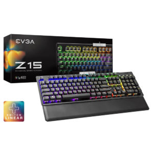 EVGA Z15 - RGB Gaming Keyboard - RGB Backlit LED - Hot Swappable Mechanical Kailh Speed Silver Switches (Linear)