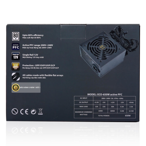 Infinity Eco 650w - 80 Plus - Active PFC - Single Rail - Hình ảnh 2