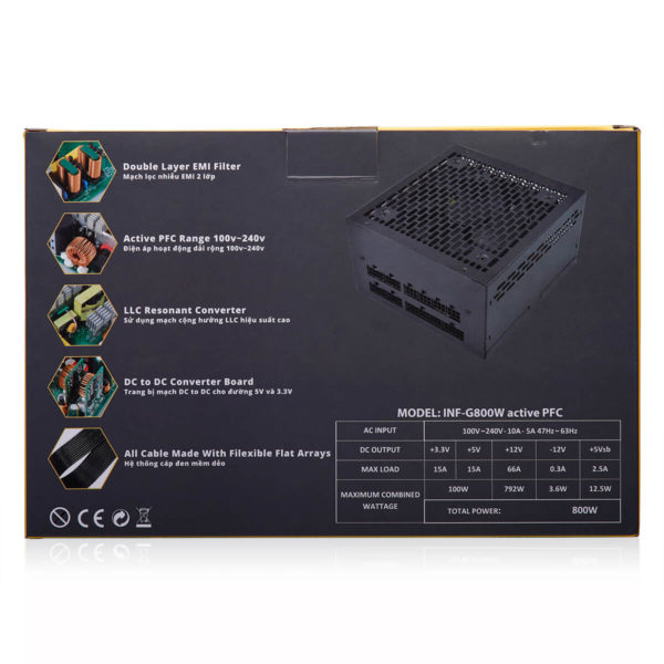 Infinity Gold G800W - 80 Plus Gold - Active PFC - Full Modular - Ảnh 4