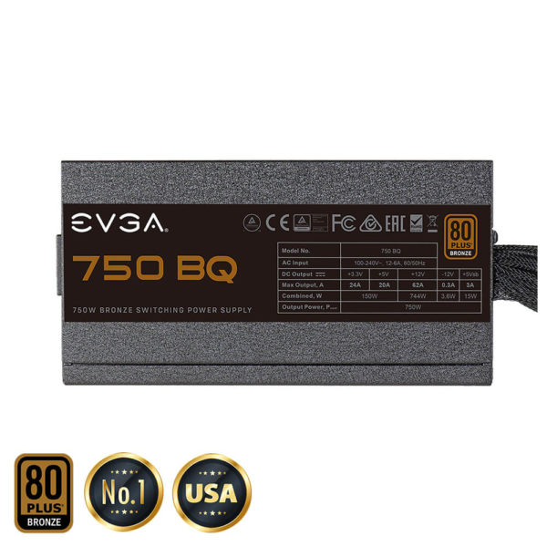 EVGA 750 BQ - 80+ BRONZE 750W -  Semi Modular - Hình ảnh 4