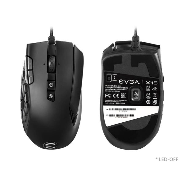 EVGA X15 MMO Gaming Mouse - 8k - Wired -  Black -  Customizable - 16,000 DPI - 5 Profiles - 20 Buttons - Ergonomic - Hình ảnh 3