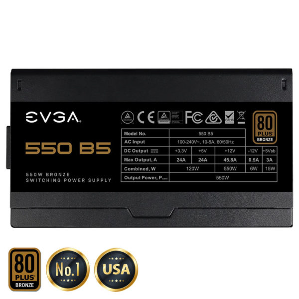 EVGA 550 B5 - 80+ BRONZE 550W -  Fully Modular - Hình ảnh 3