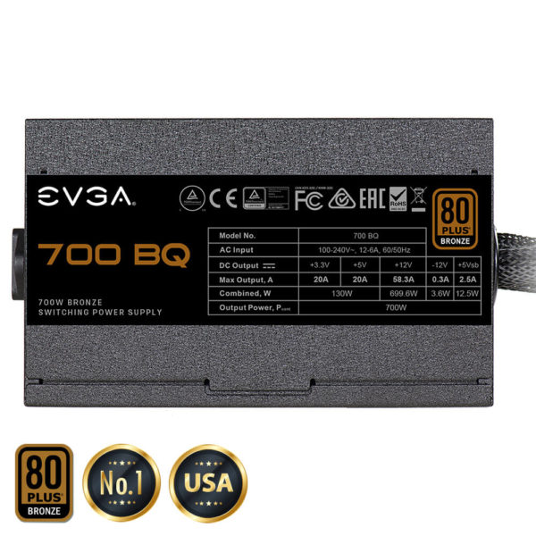 EVGA 700 BQ - 80+ BRONZE 700W -  Semi Modular - Hình ảnh 3