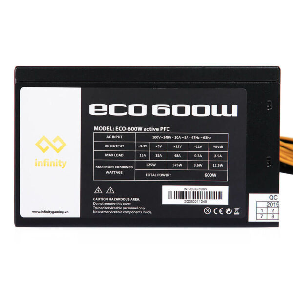 Infinity ECO 600W 80Plus Single Rail - True Power - Hình ảnh 2