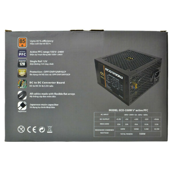 Infinity ECO 550W V2 – DC to DC – Hiệu suất 85% – Active PFC – Single Rail - Hình ảnh 2